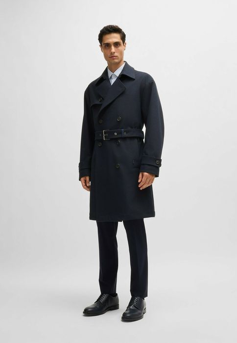 Чоловічий вовняний тренч Hugo Boss (пальто вовна) преміальний