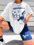 Komplet Letni T-Shirt Oversized Ze Sloganem + Spodenki Casual Shein S