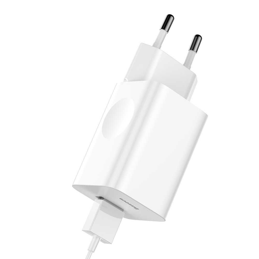 Baseus  ładowarka sieciowa zasilacz EU adapter USB QC 3.0 QC 3.0 biały