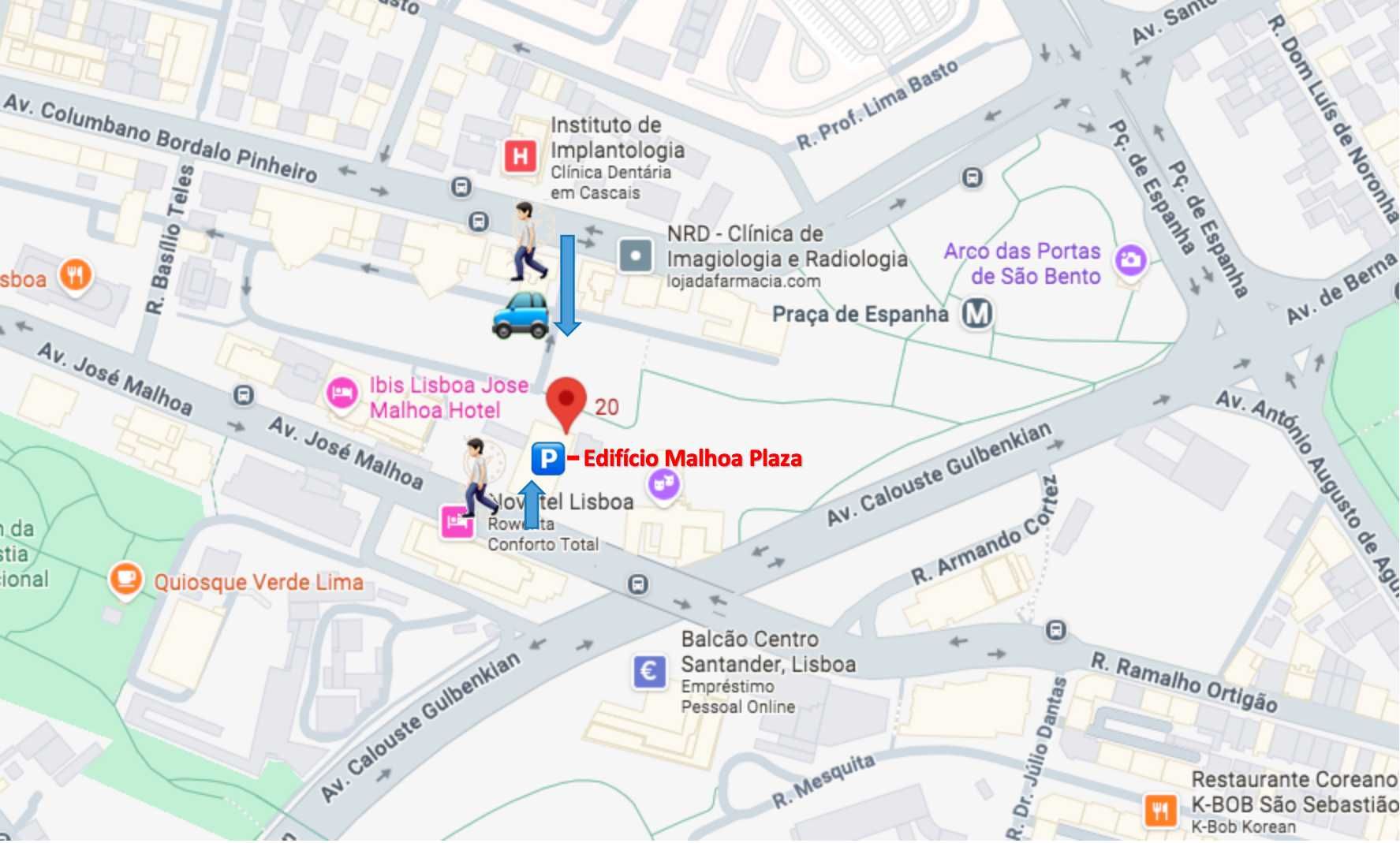 Três parqueamentos em Lisboa na zona da Praça de Espanha