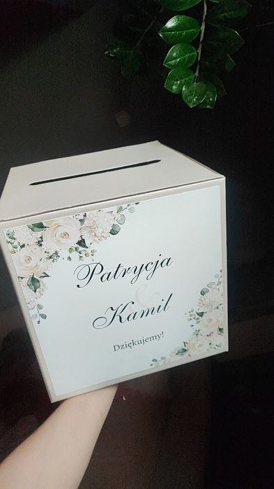 Pudełko na koperty ślub wesele perłowe rustykalne tekturowe