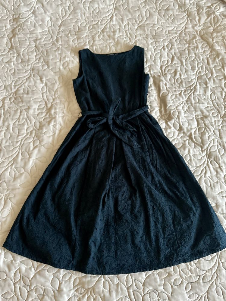 Чорна літня бавовняна міді сукня