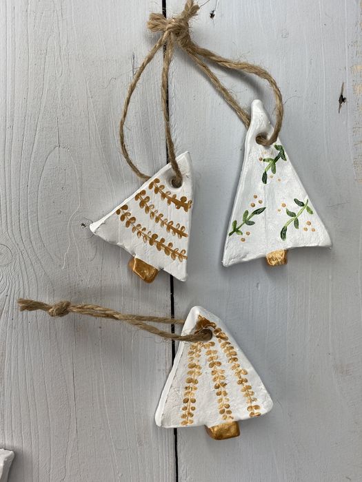 Choinka choinki ozdoby choinkowe bombki złoto boho handmade