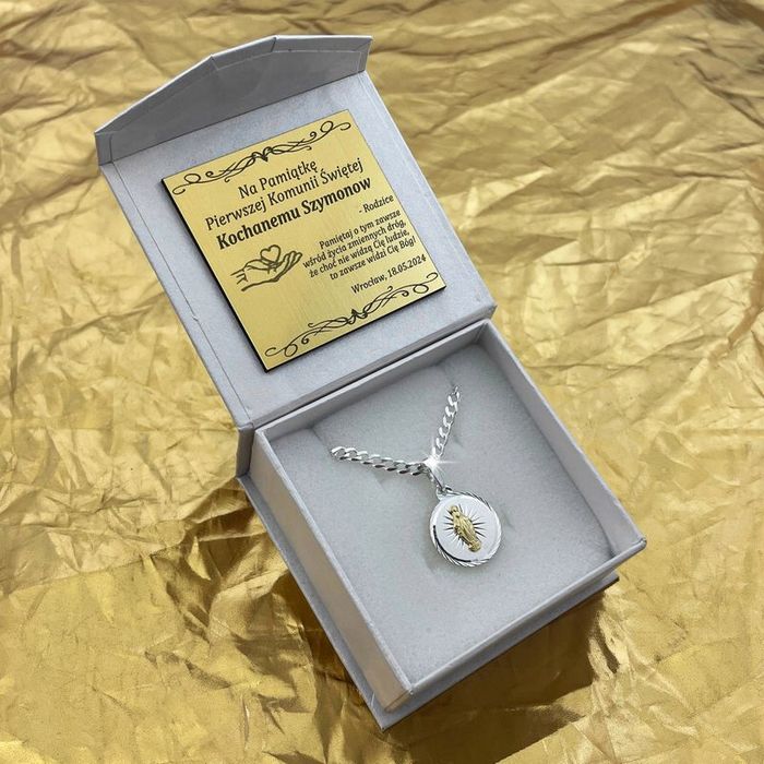 Męski Łańcuszek Z Medalikiem Matka Boska Srebro 925 Biżuteria Srebrna