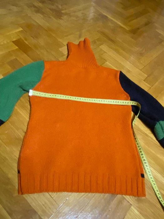 Теплый свитер фактурной вязки VIVACITA оранжево салатовый