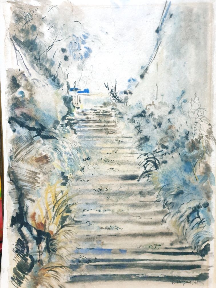 Aquarela original  Elizabeth Chopard - paisagem assinada