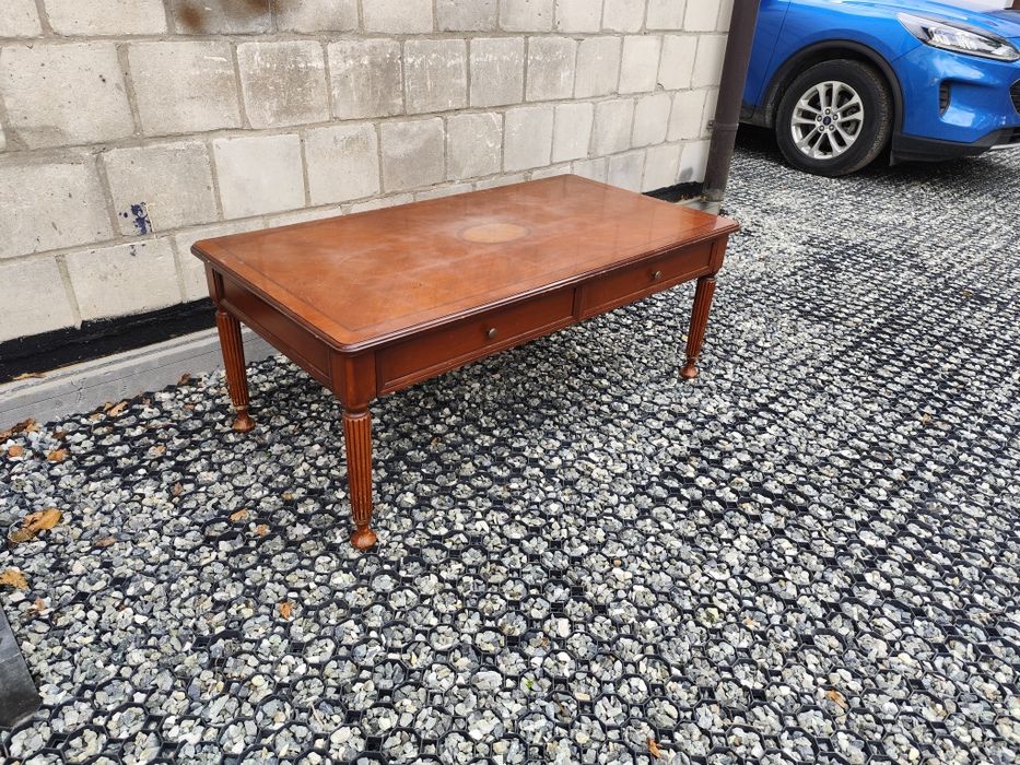 Stara ława , stolik kawowy z intarsją