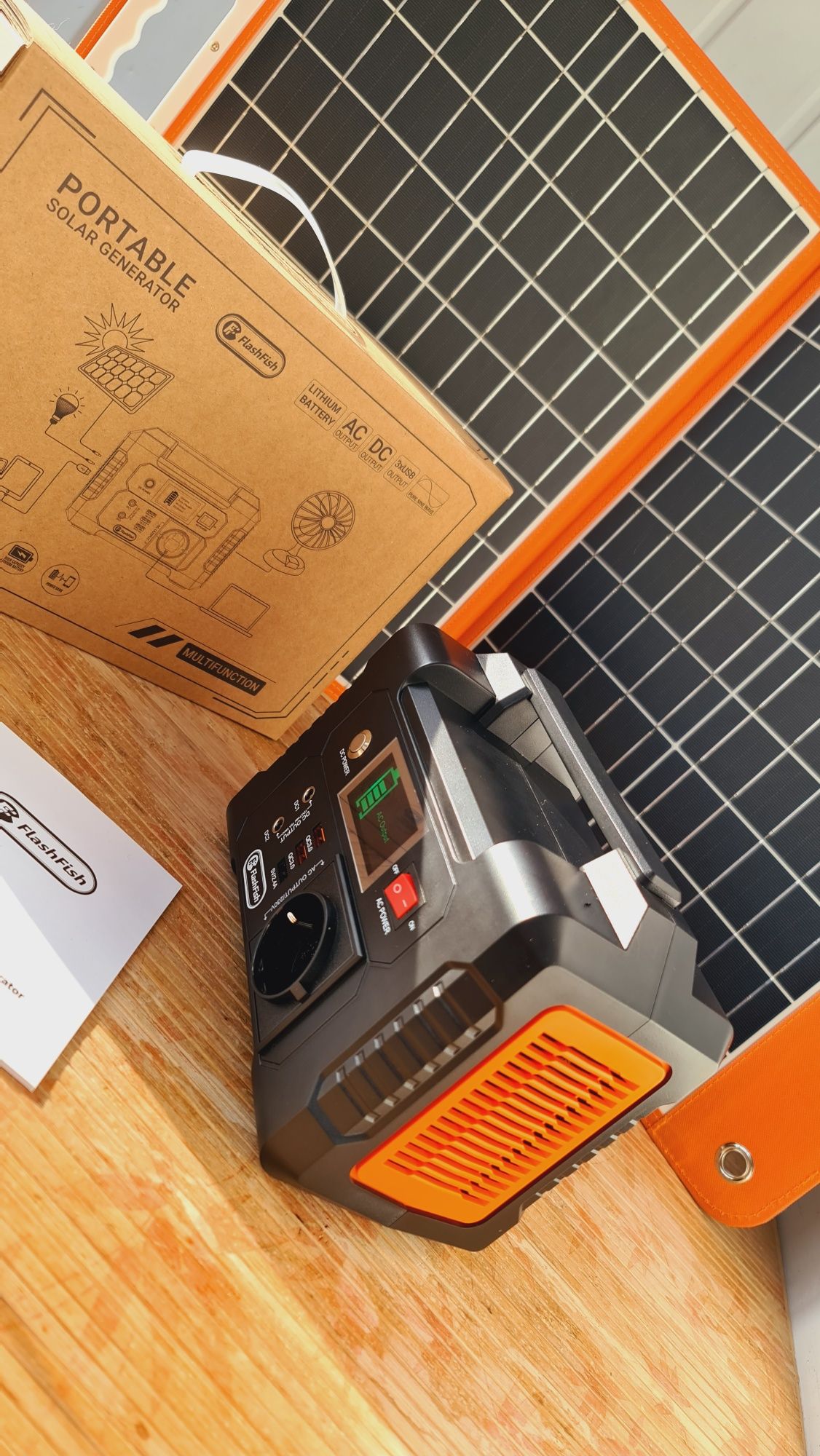 Зарядная станция Flashfish E200 + солнечная панель 60W павербанк