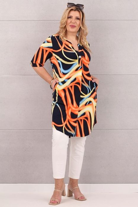 Tunika Z Kieszeniami Duże Rozmiary Polski Producent Sukienka Elastyczn