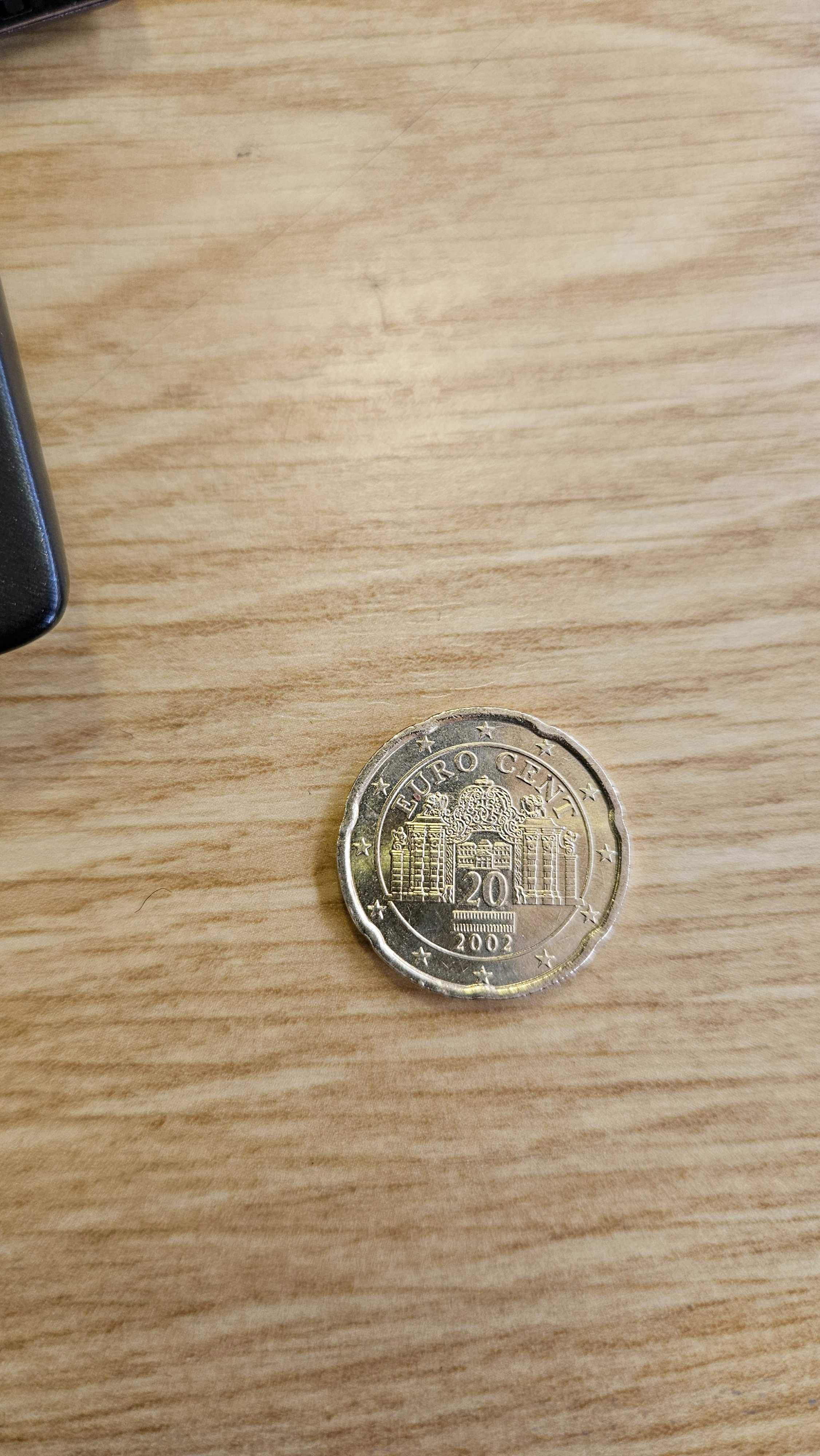 Moeda rara 20 cêntimos Austria 2002