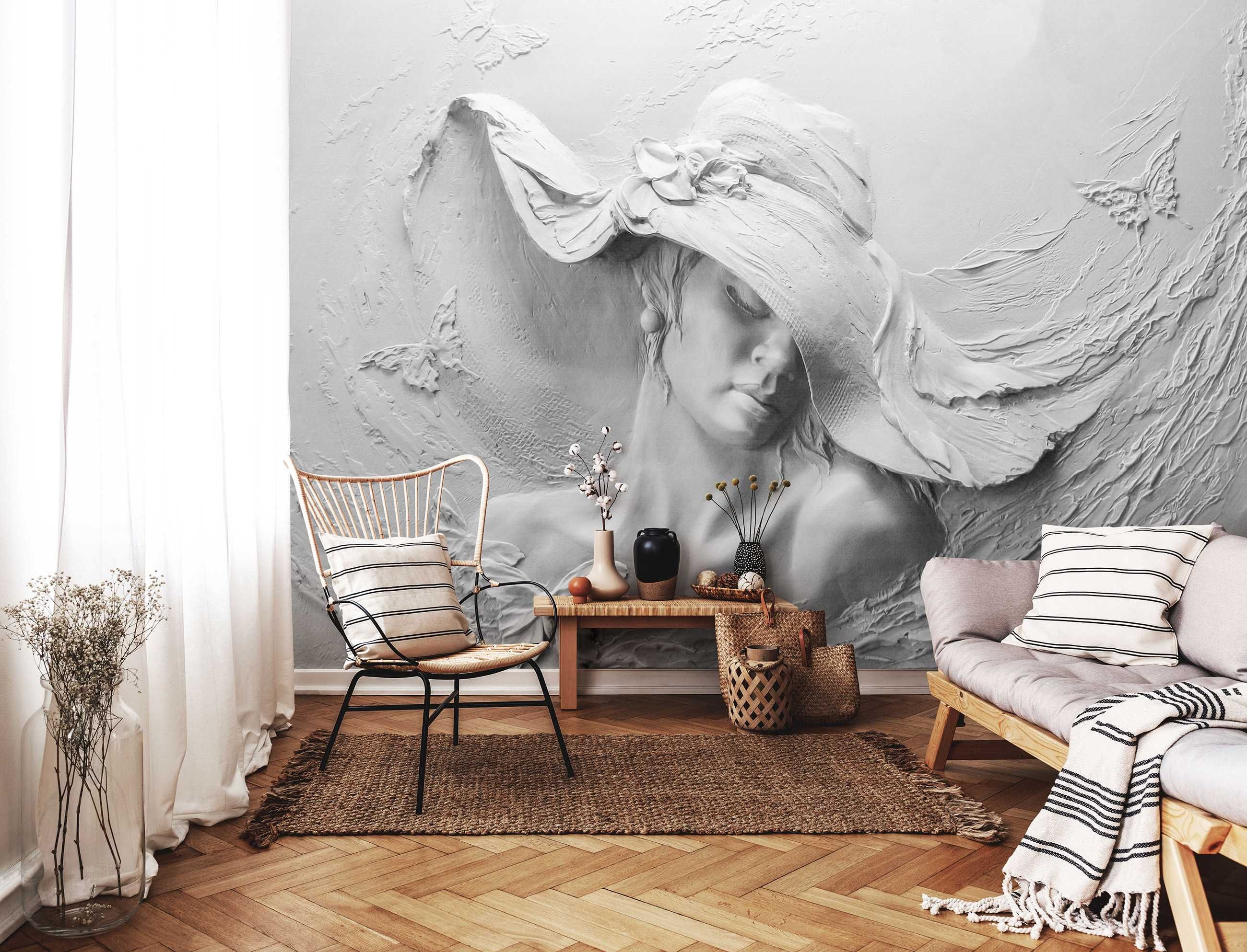 Fototapeta Kobieta Twarz Beton Na Ścianę 3D Twój Rozmiar + KLEJ