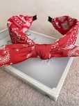 Opaska do włosów Boho/Retro w stylu Paisley wysoka, Czerwień/Red