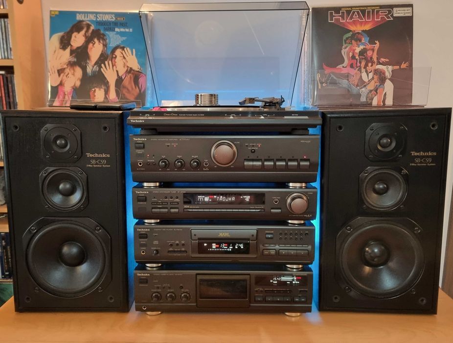 Wieża Technics 2 piloty kolumny gramofon +