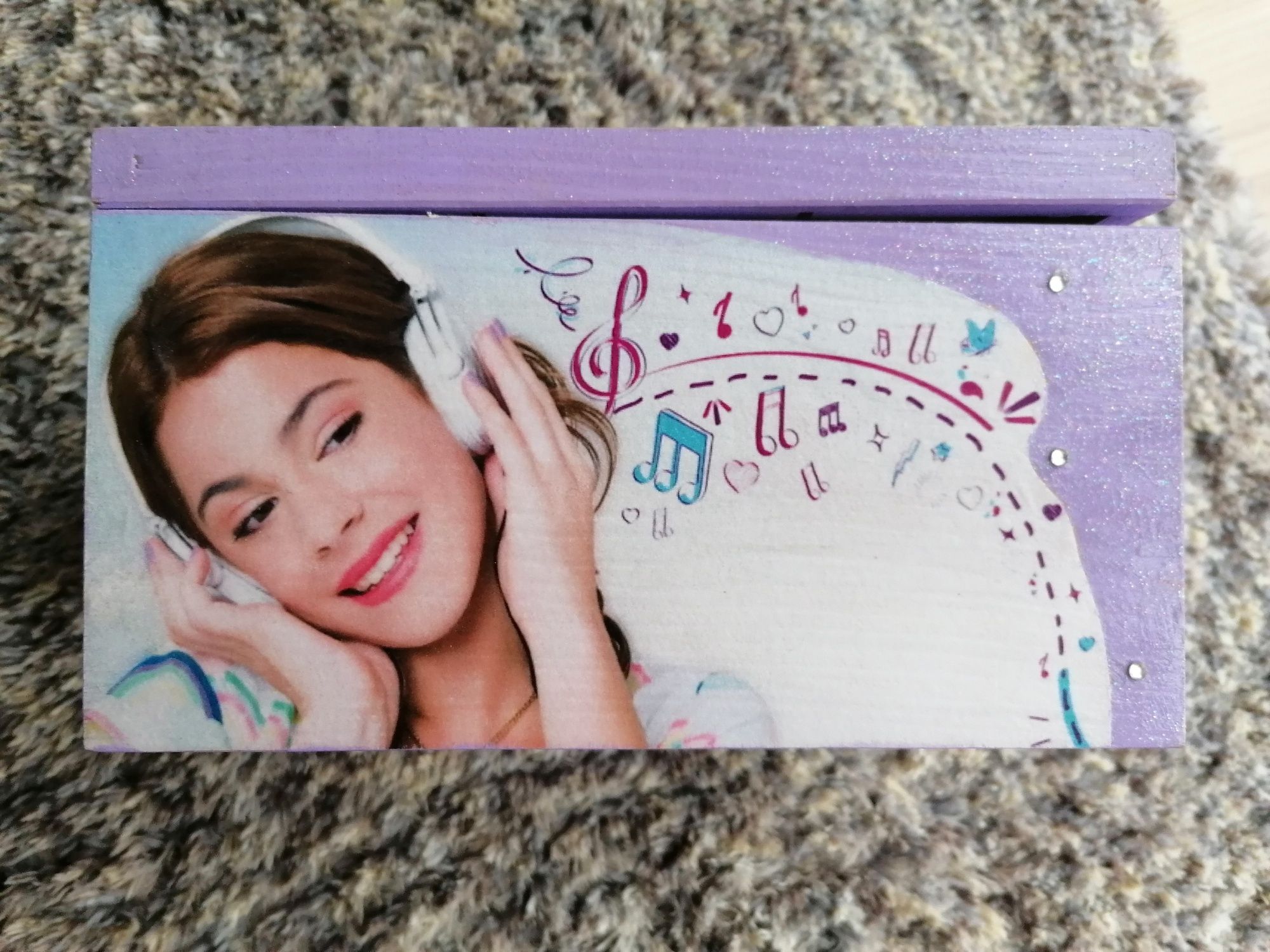 Szkatułka pudełko decoupage Violetta + torba
