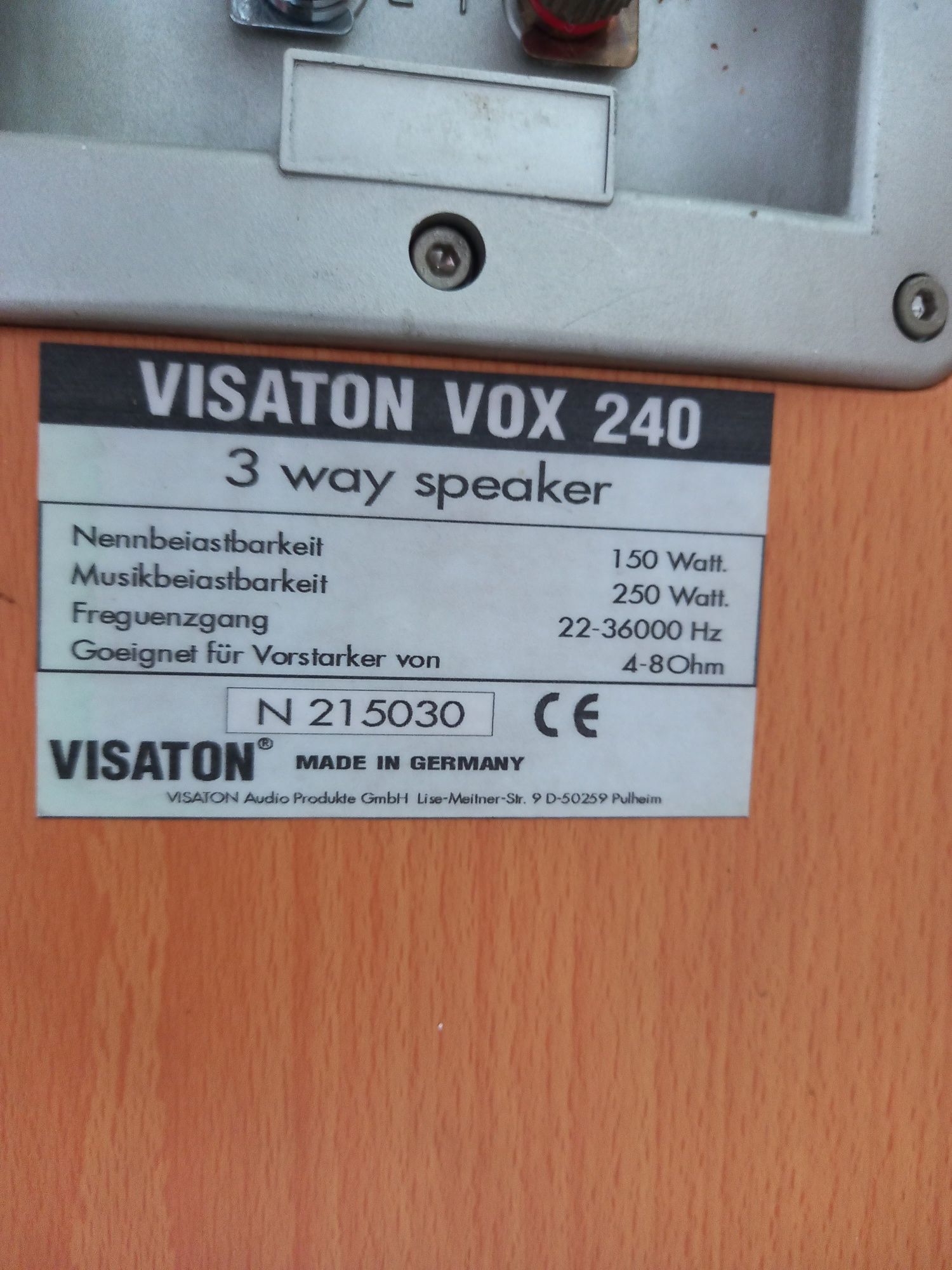 Kolumny głośniki subwoofer Visaton Vox