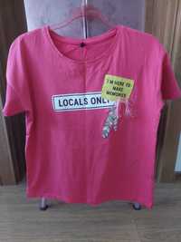 T-shirt różowy damski