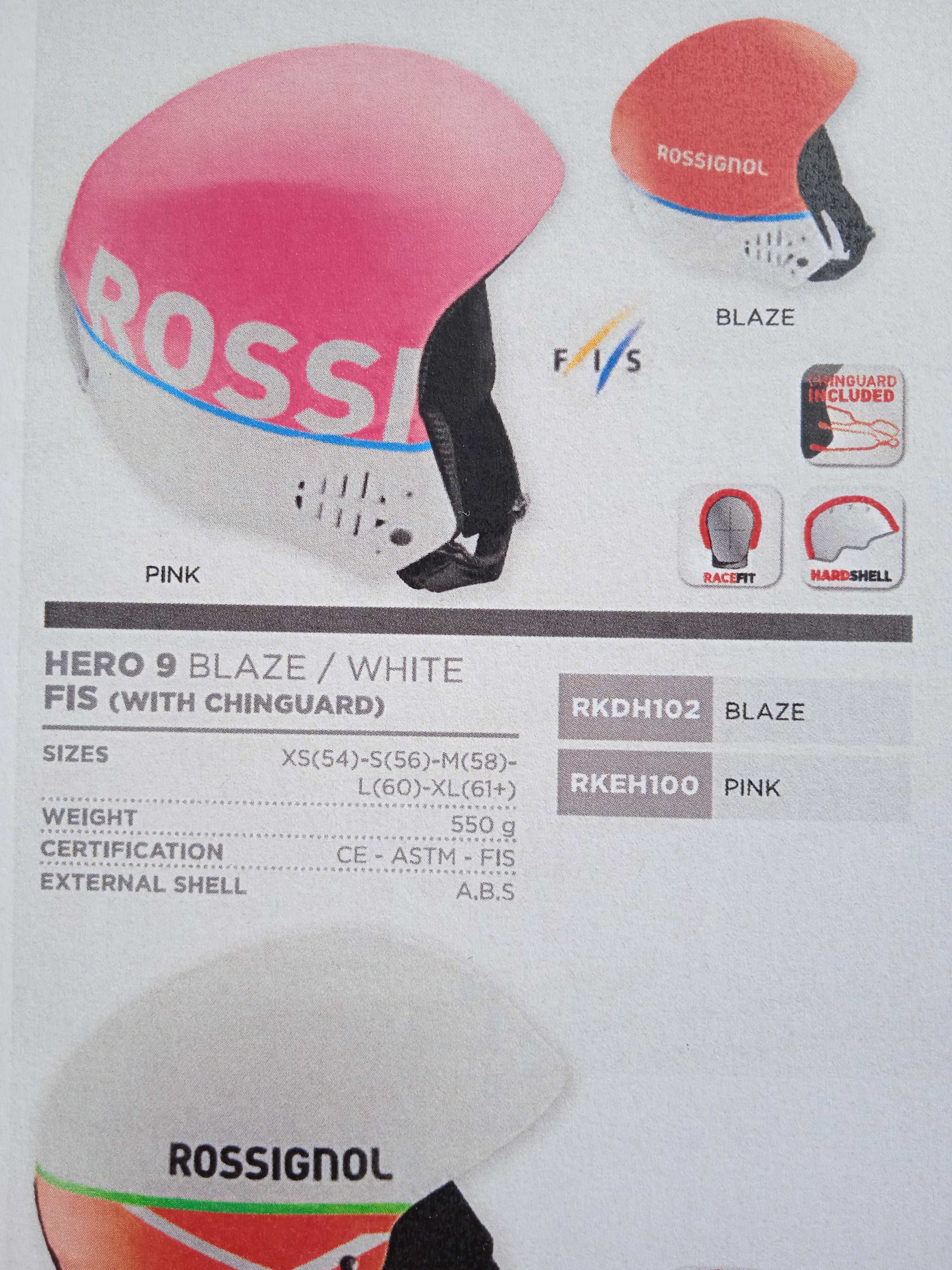 kask narciarski Rossignol Hero 9 Blaze FIS (rozmiar 60)
z gardą