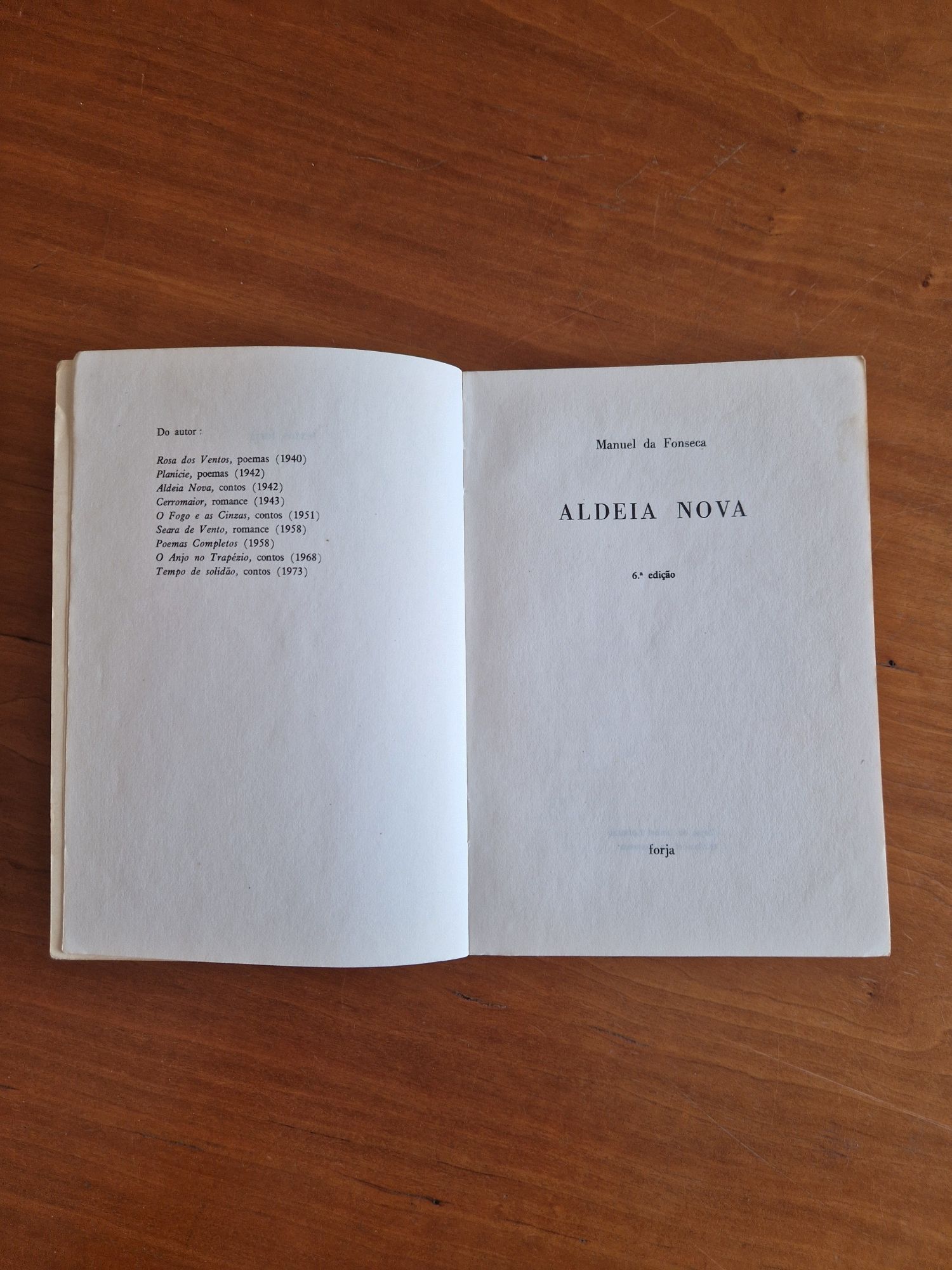 Livro de contos "Aldeia Nova", de Manuel  da Fonseca.