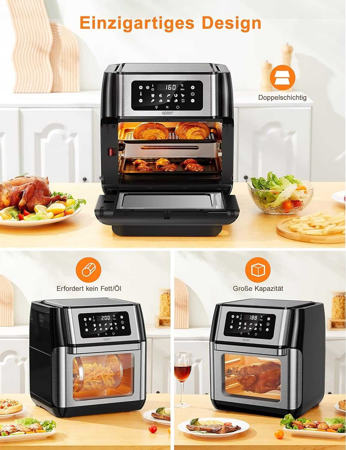 Innsky Air Fryer Frytkownica Beztłuszczowa Mini Piekarnik 10L 1500W U