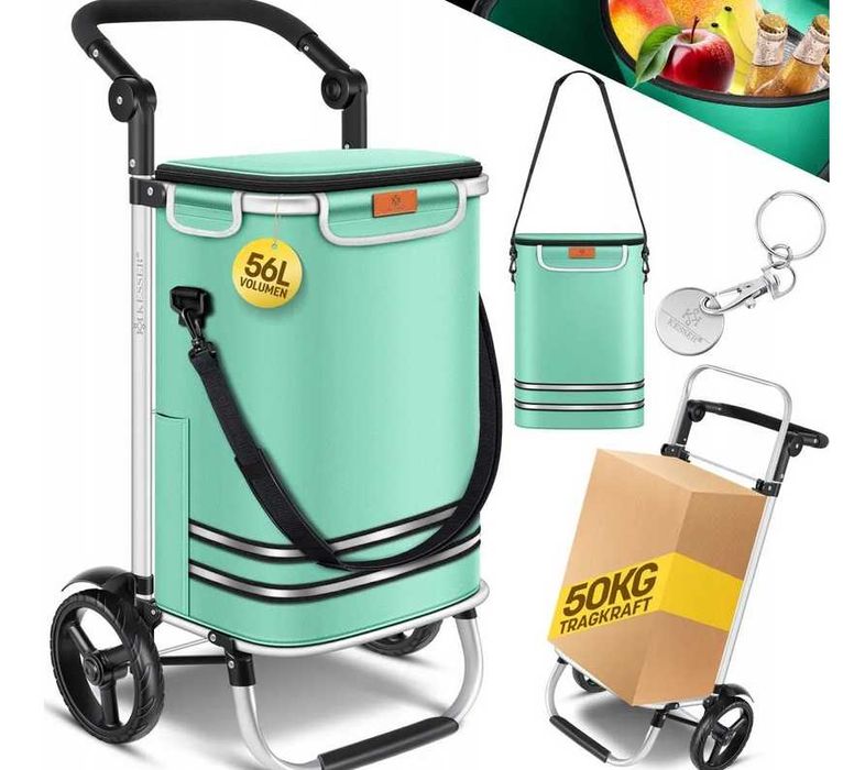 Składany wózek na zakupy o poj.56 litrów/ do 50 kg - 3w1