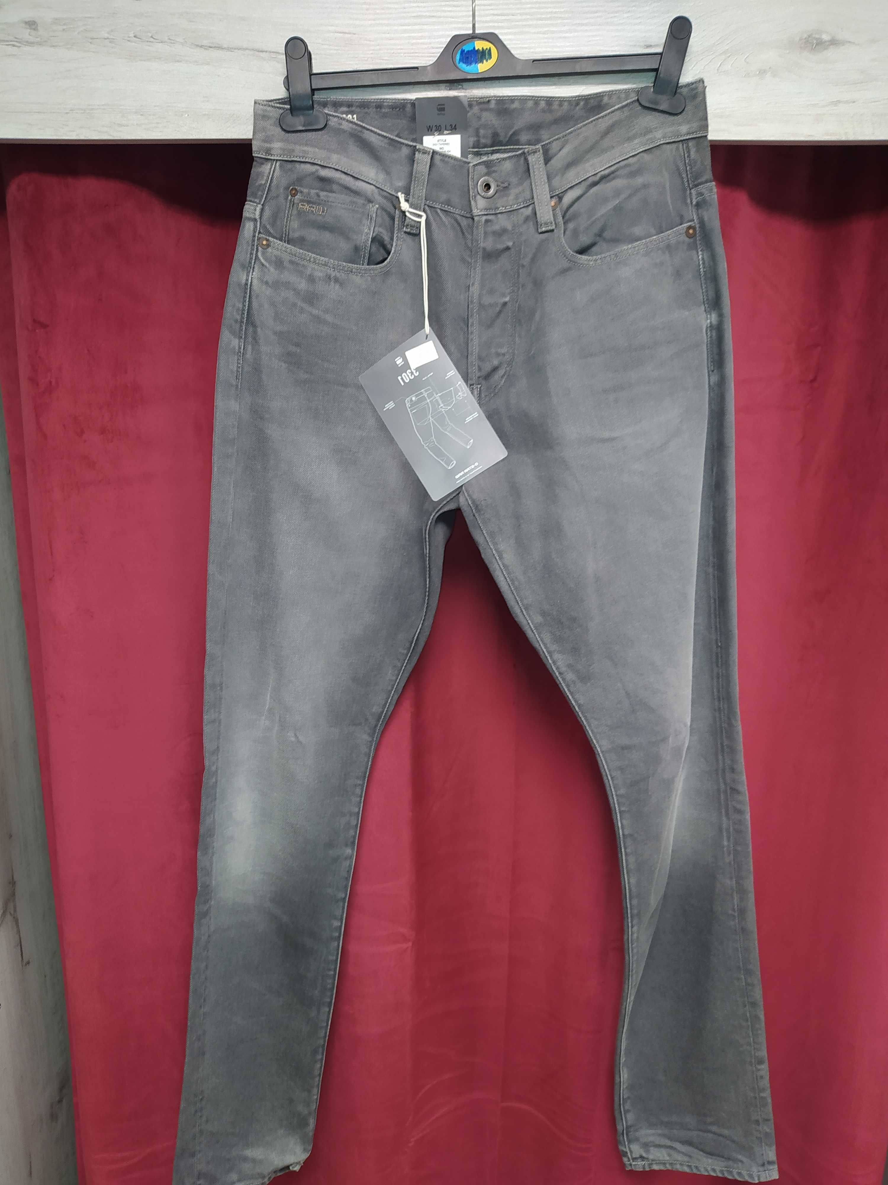 Spodnie jeans Raw, G-Star 30/34, szare