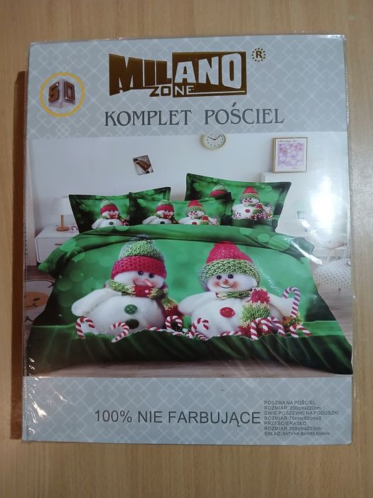 N85 komplet pościeli 5D świąteczna bałwany