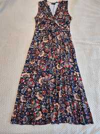 Sukienka letnia granatowa w kolorowe kwiaty Bonprix