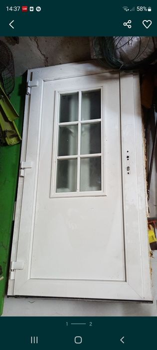 Białe solidne drzwi szyba z ramą około 107x96x207 Jelcz Laskowice