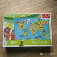 Edukacyjne puzzle mapa świata Trefl