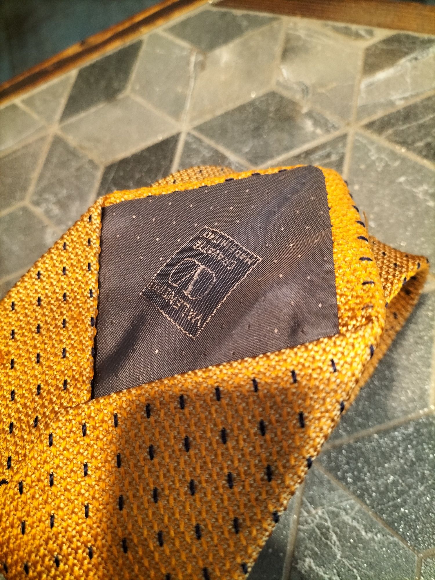 Krawat vintage Valentino musztardowy  jedwab