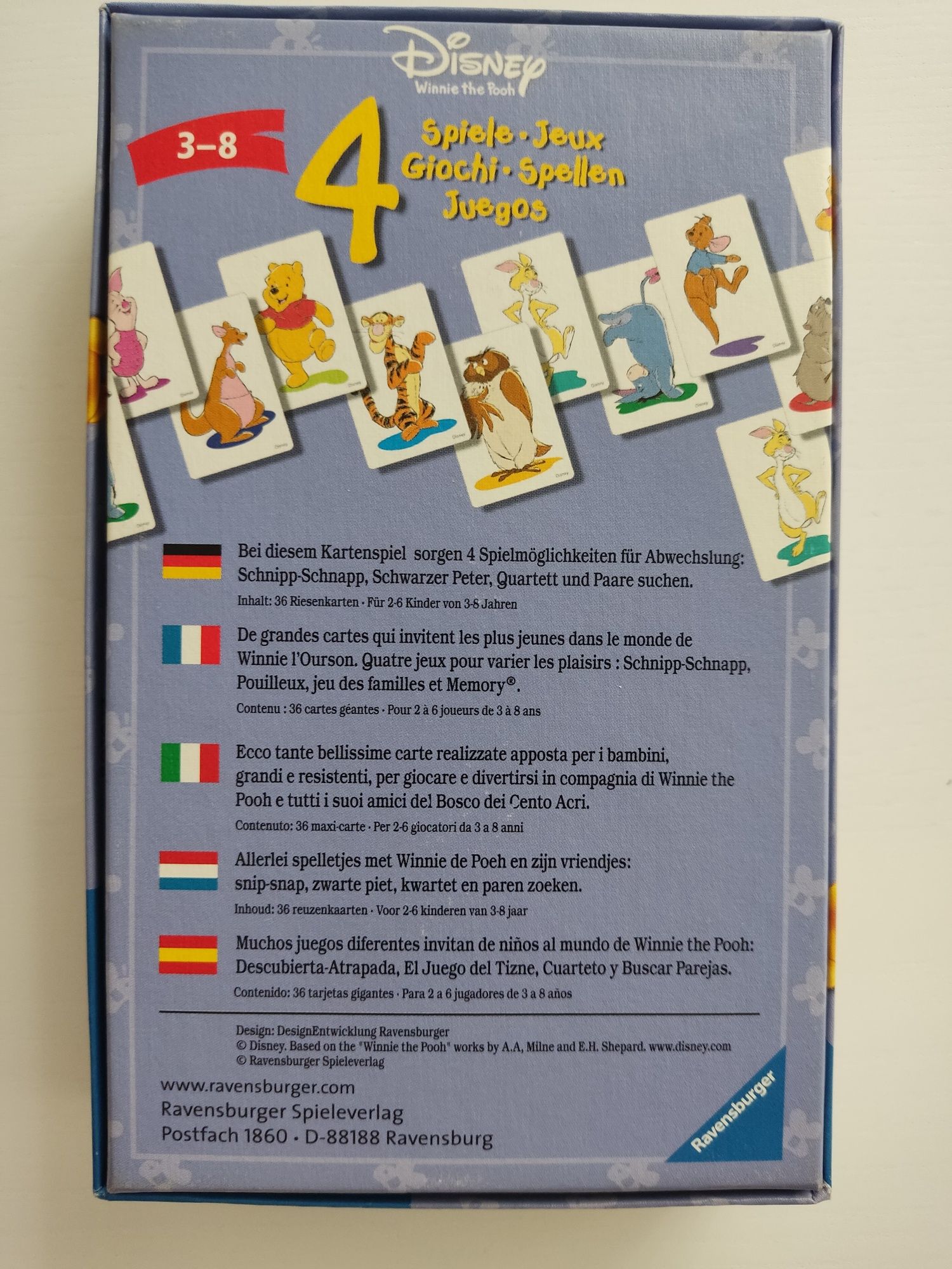 Ravensburger gra karciana Kwartet Rach Ciach dla dzieci Kubuś Puchatek