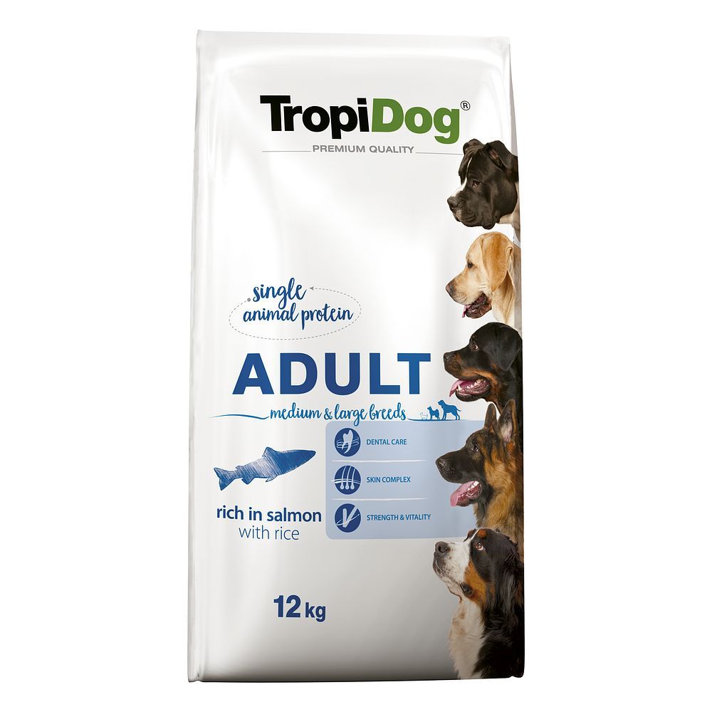 TROPIDOG Salmon 12kg z łososiem dla dużych i średnich ras bez kurczaka