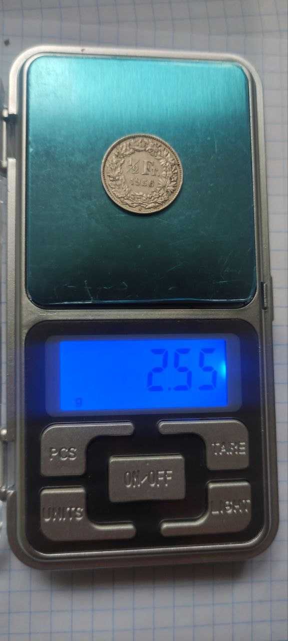 1\2 франка, Швейцарія 1921 "B",1967 "B", 1956 "B" 1948 "B"срібло 0.835