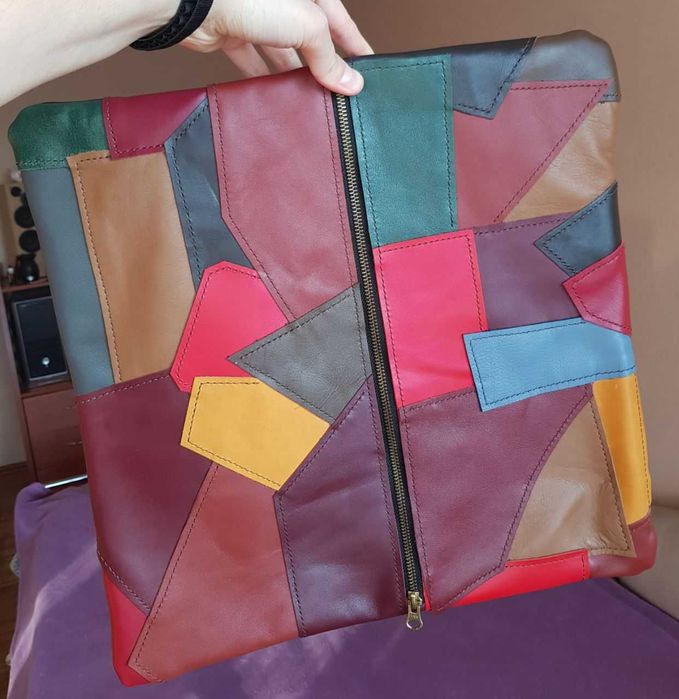 Шкіряна подушка. Hand made. Печворк