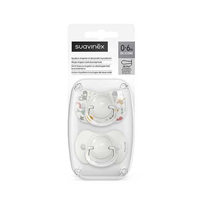 Smoczek fizjologiczny SX PRO 0-6m 2szt szary SUAVINEX