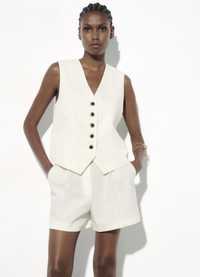 Белые льняные шорты Zara размер Л