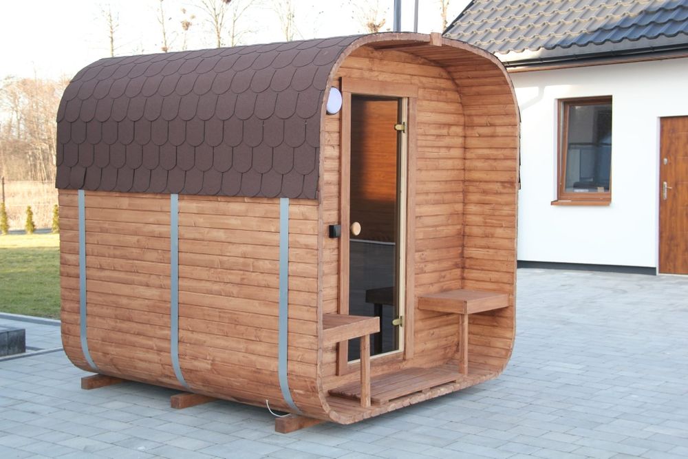 Sauna ogrodowa quadro 235 cm złożona dostępna od ręki