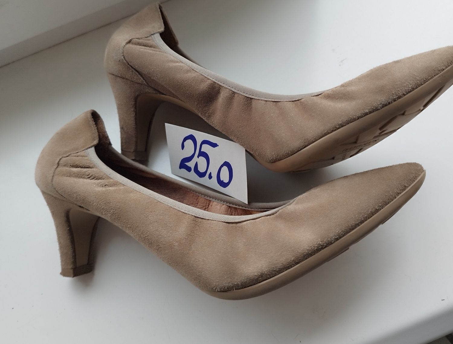 Туфли женские велюровые р.25 бежевые мэмори стелька
