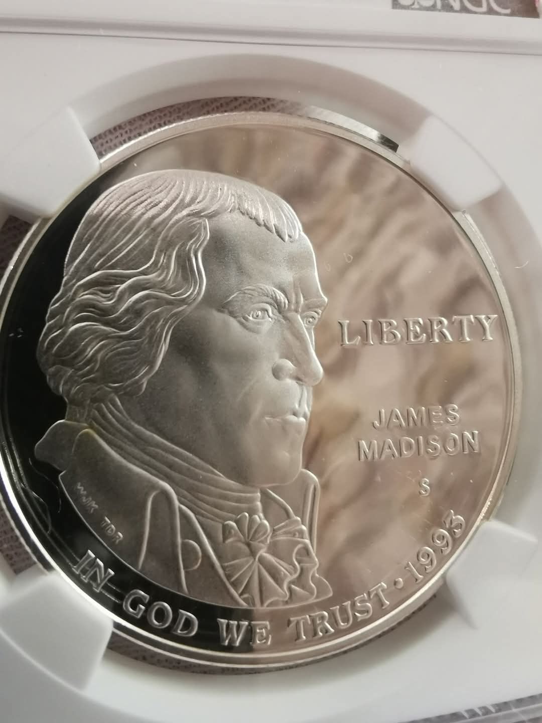 США 1 долар 1993р. Білль про права, Джеймс Медісон. СЛАБ NGS PF69