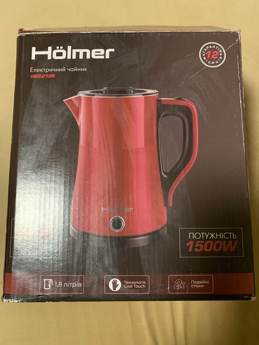 Електрочайник Holmer HKS-218R 1.8 л, червоний, повністю робочий чайник