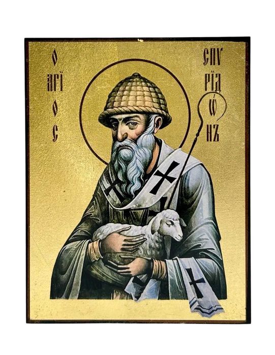 Икона Спиридон Тримифунтский  ручная работа