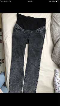Czarne jeansy ciążowe ciąża spodnie z pasem 44