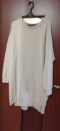 Długa beżowa kremowa  bluza tunika oversize Wasalaa L/XL
