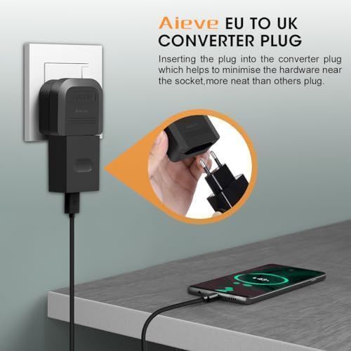 Aieve EU to UK wtyczka adapter 3 sztuki - czarny