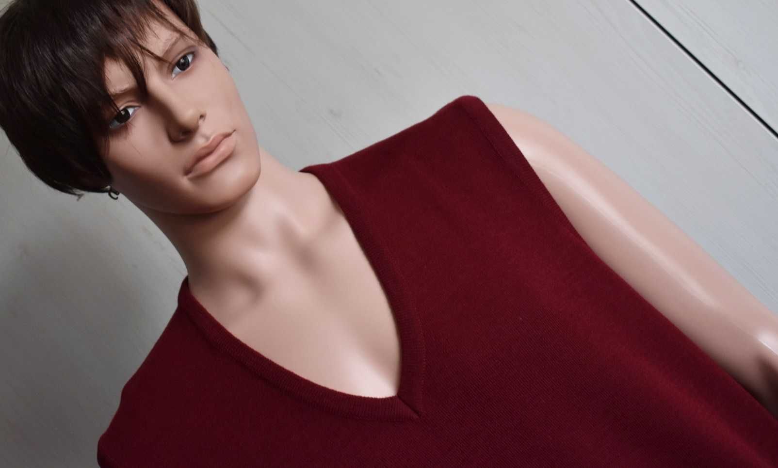 Kamizelka wełniana 56 L XL wełna 50% elegancka blazer bordowa męska