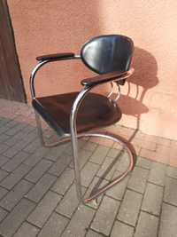 Krzesło fotel skóra metal chrom vintage