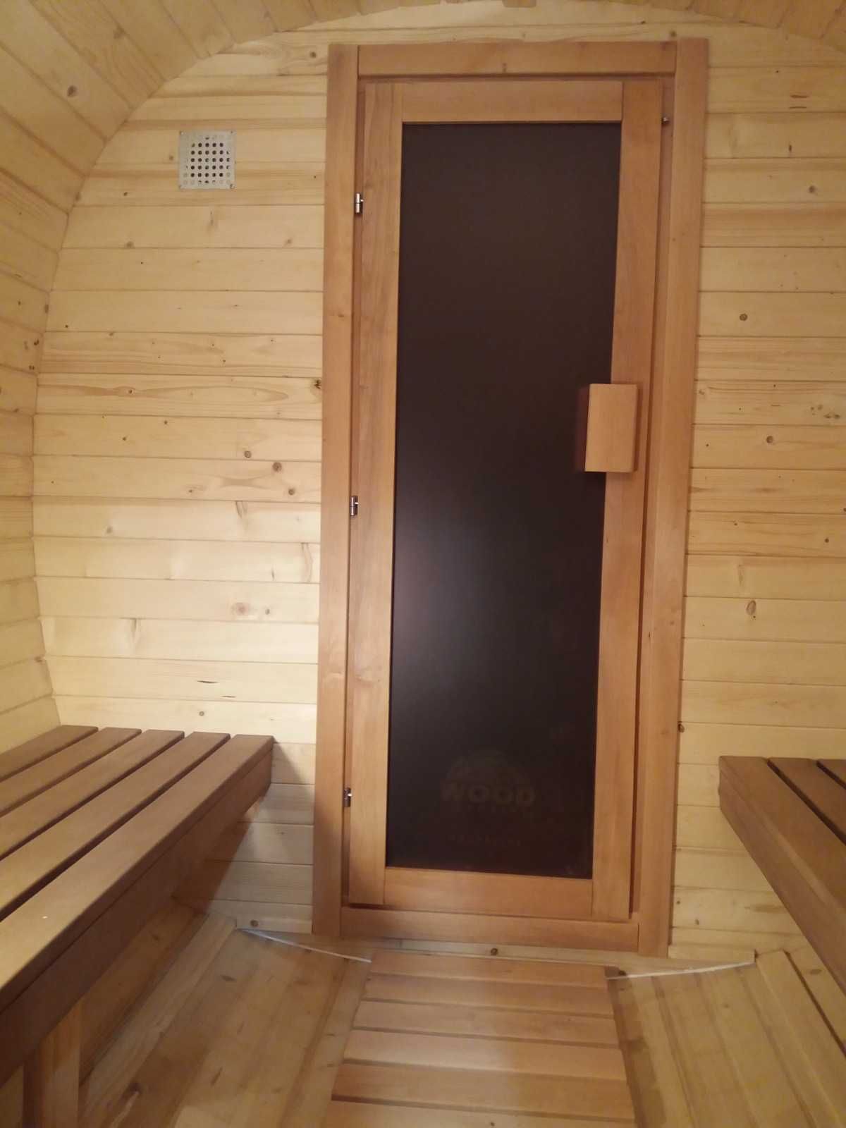 Sauna ogrodowa domek, beczka, łezka piec elektryczny, opalany drewnem