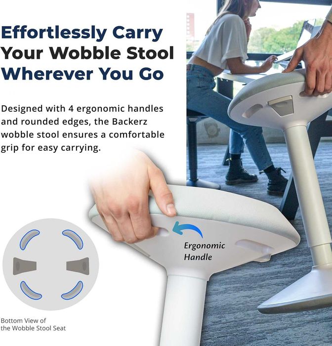 Backerz - fotel taboret biurowy - ergonomiczny max 136 kg
