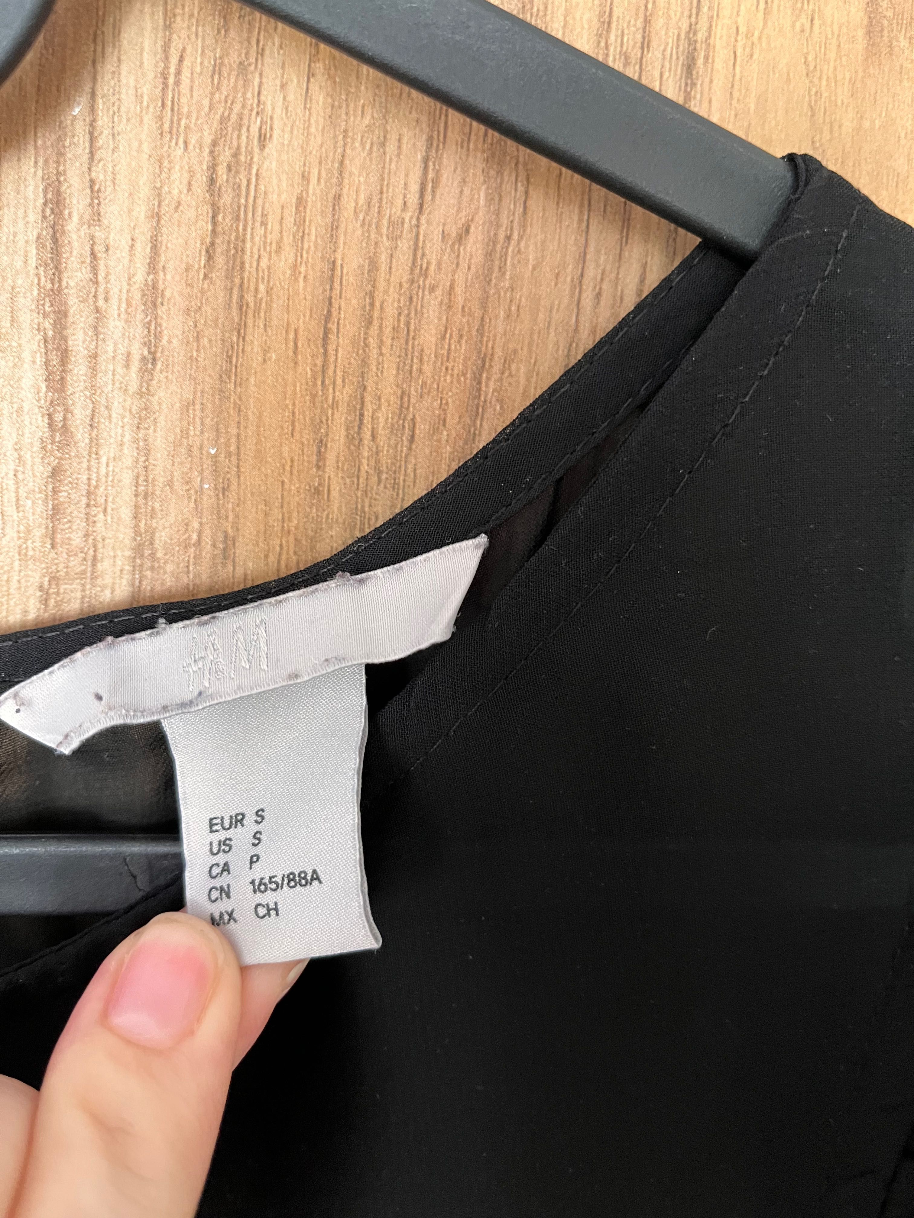 Elegancka czarna bluzka z krótkim rękawem H&M rozmiar S