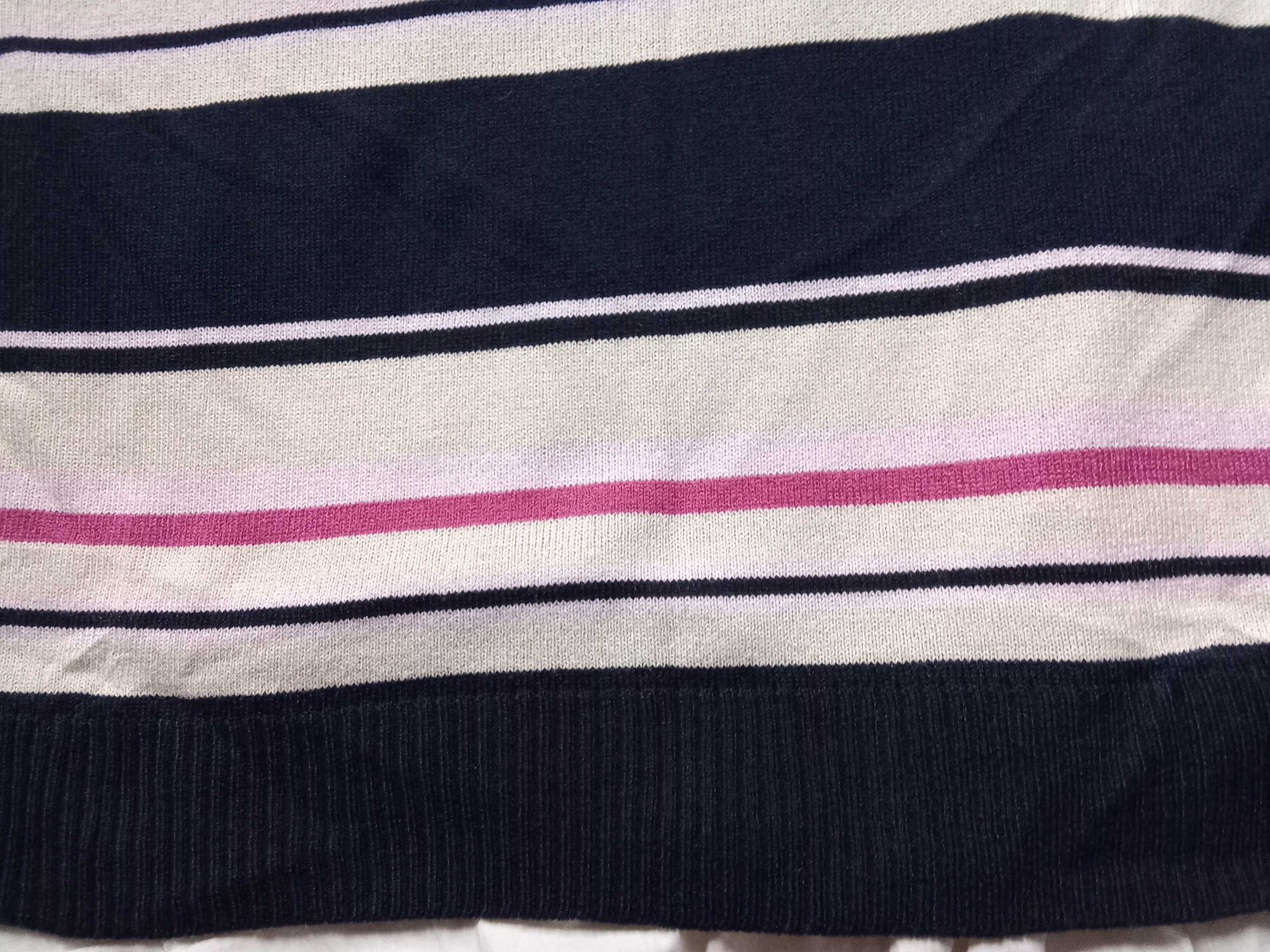 Sweter granatowy w paski, rozmiar L, Marks Spencer